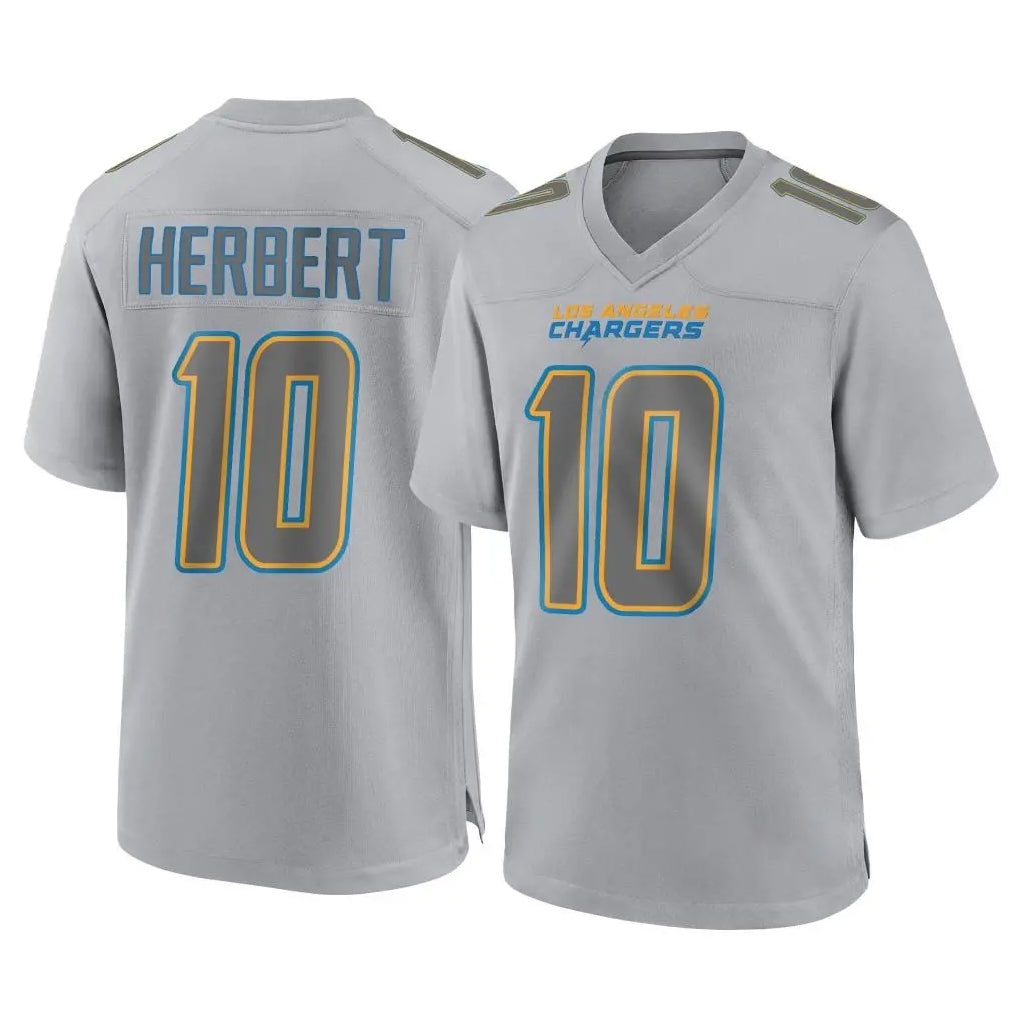 Friene LA.Chargers #10 Justin Herbert Player Gray Atmosphere Fashion Home Game Stitched Jerseys