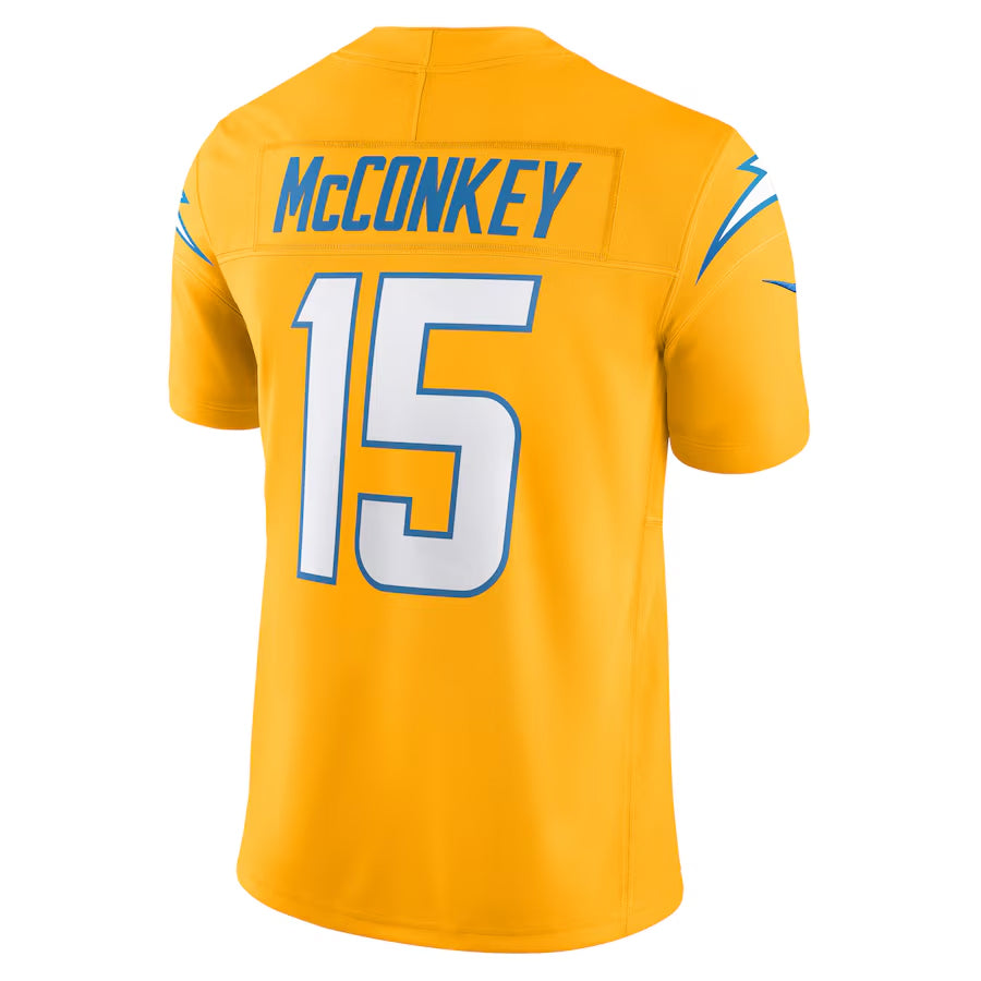 Friene LA.Chargers #15 Ladd McConkey Gold Vapor F.U.S.E. Limited Stitched Jerseys