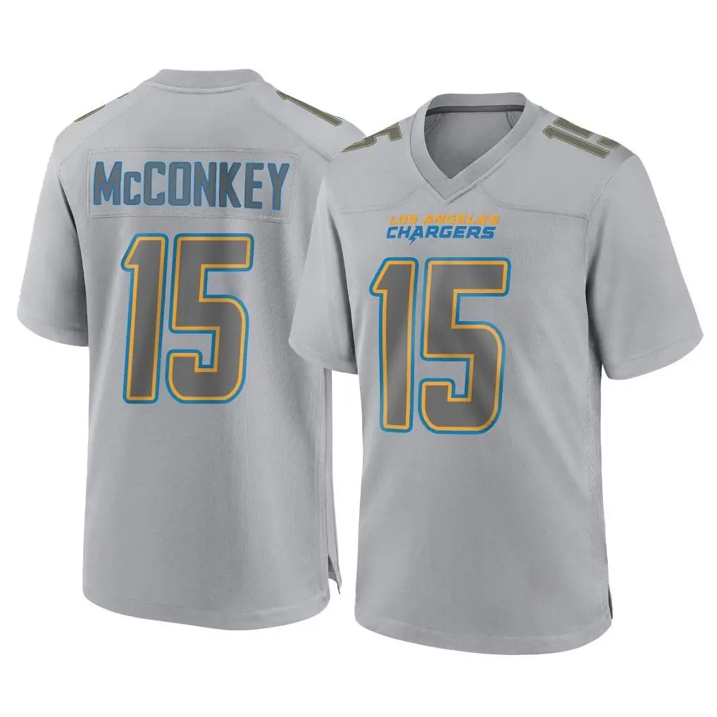 Friene LA.Chargers #15 Ladd McConkey Player Gray Atmosphere Fashion Home Game Stitched Jerseys