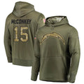Friene LA.Chargers #15 Ladd McConkey Player Salute to Service  Olive Hoodies Game Stitched Jerseys