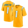 Friene LA.Chargers #1 Quentin Johnston Player Gold Limited Vapor F.U.S.E. Home Game Stitched Jerseys