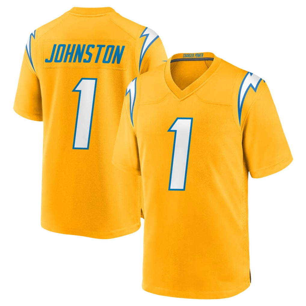 Friene LA.Chargers #1 Quentin Johnston Player Gold Limited Vapor F.U.S.E. Home Game Stitched Jerseys