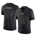 Friene LA.Chargers #28 Kimani Vidal Player Black Limited Reflective Home Game Stitched Jerseys