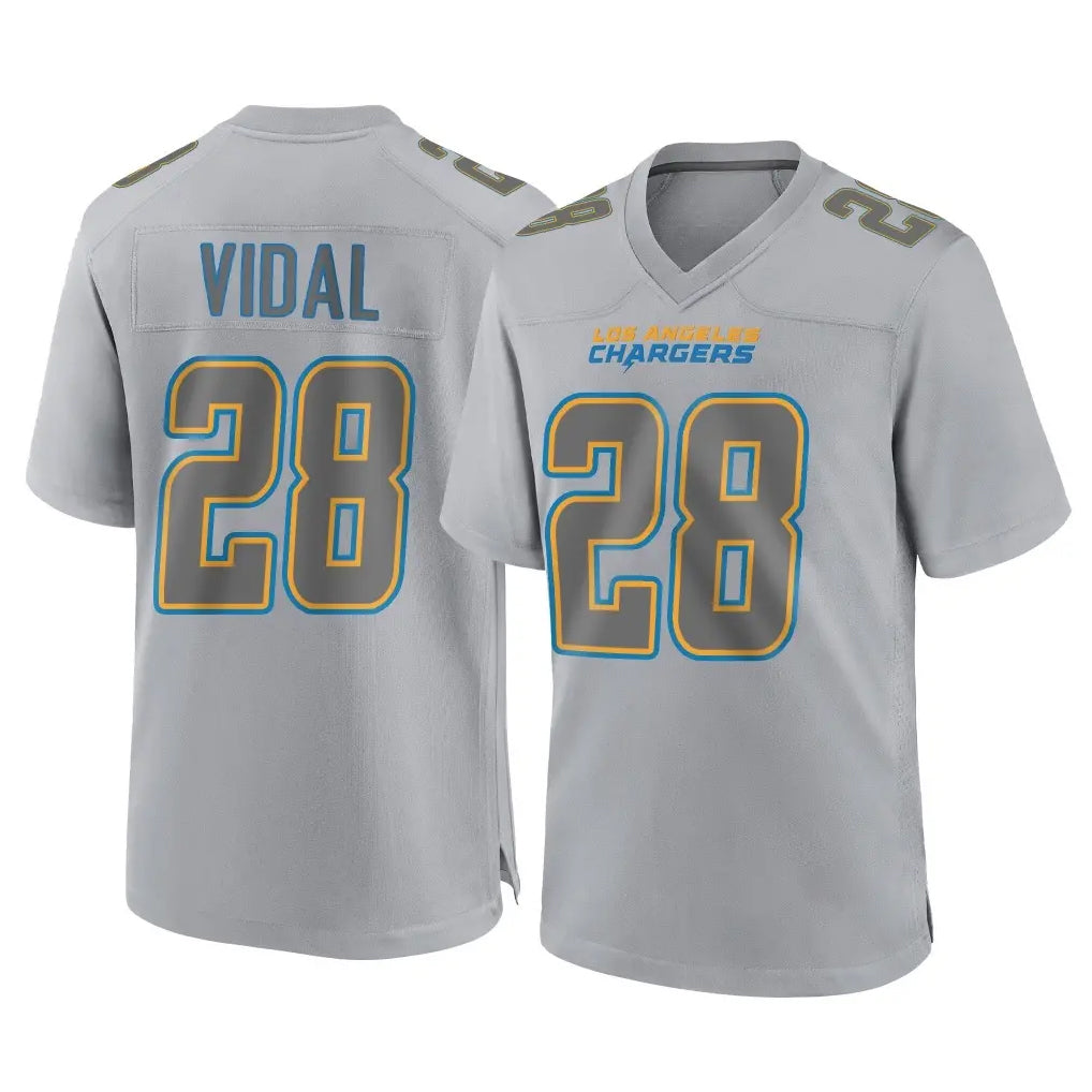 Friene LA.Chargers #28 Kimani Vidal Player Gray Atmosphere Fashion Home Game Stitched Jerseys