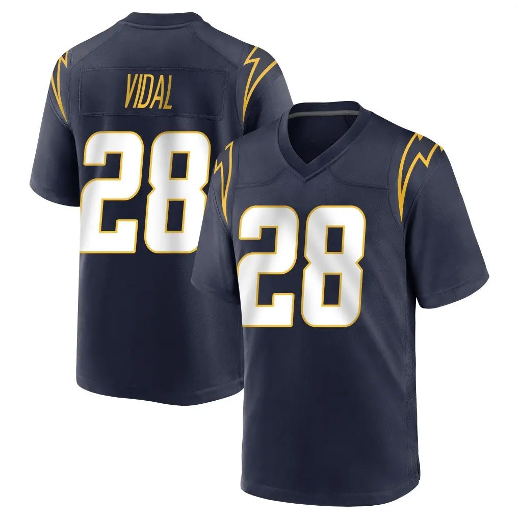 Friene LA.Chargers #28 Kimani Vidal Player Navy Home Game Stitched Jerseys