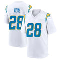 Friene LA.Chargers #28 Kimani Vidal Player White Home Game Stitched Jerseys