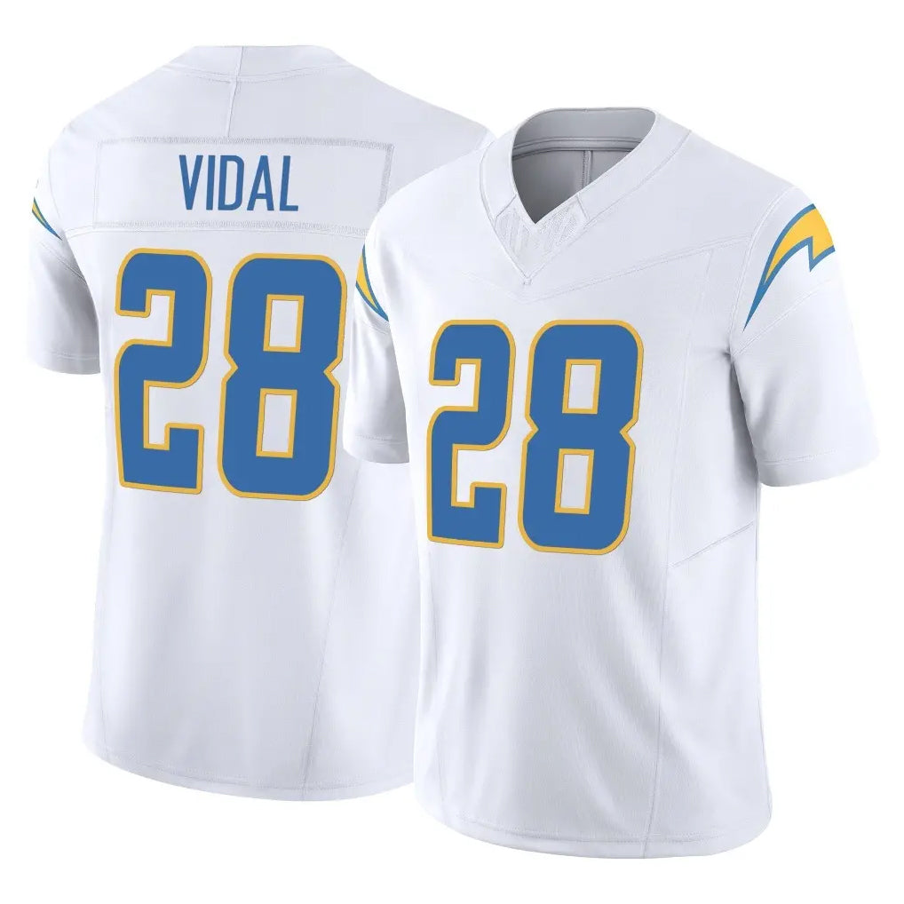 Friene LA.Chargers #28 Kimani Vidal Player White Limited Vapor F.U.S.E. Home Game Stitched Jerseys