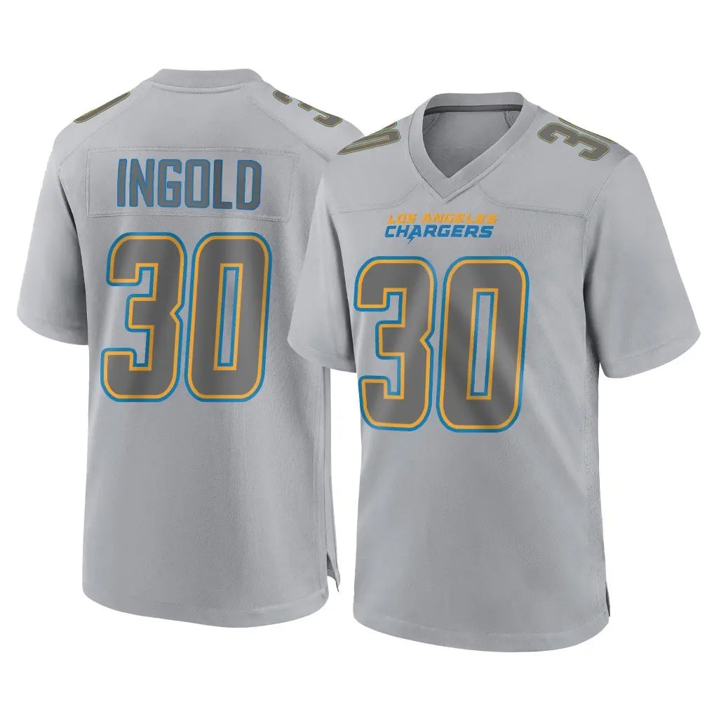 Friene LA.Chargers #30 Alec Ingold Player Gray Atmosphere Fashion Home Game Stitched Jerseys