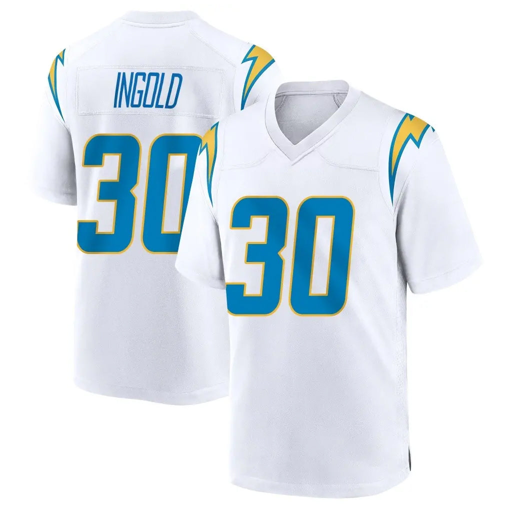 Friene LA.Chargers #30 Alec Ingold Player White Home Game Stitched Jerseys