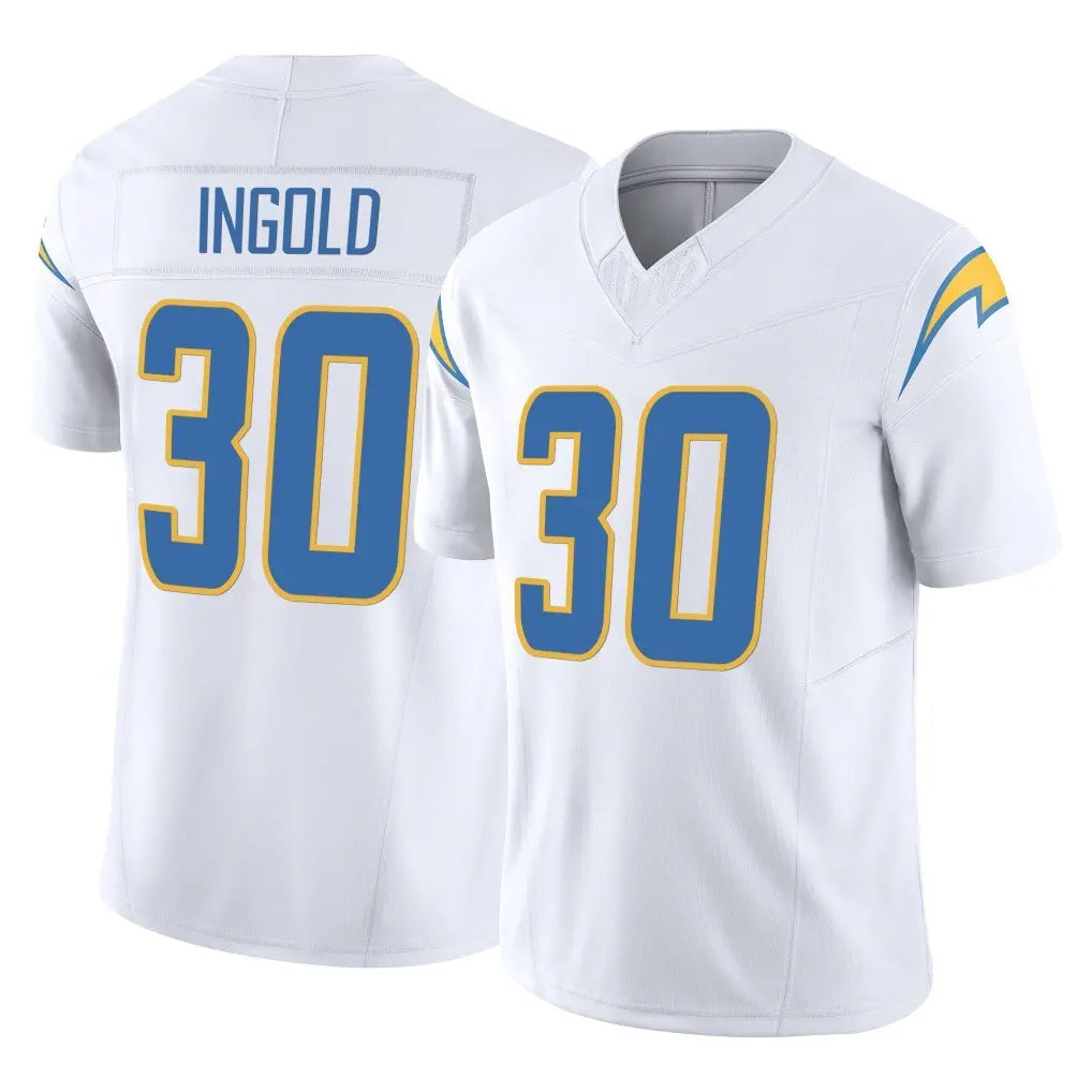 Friene LA.Chargers #30 Alec Ingold Player White Limited Vapor F.U.S.E. Home Game Stitched Jerseys