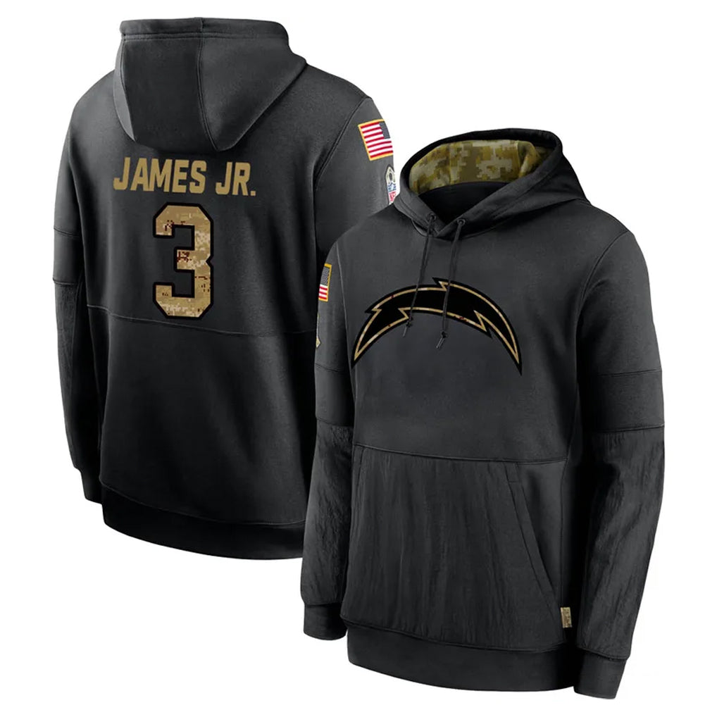 Friene LA.Chargers #3 Derwin James Jr. Player Black Salute to Service Hoodies Limited Game Stitched Jerseys