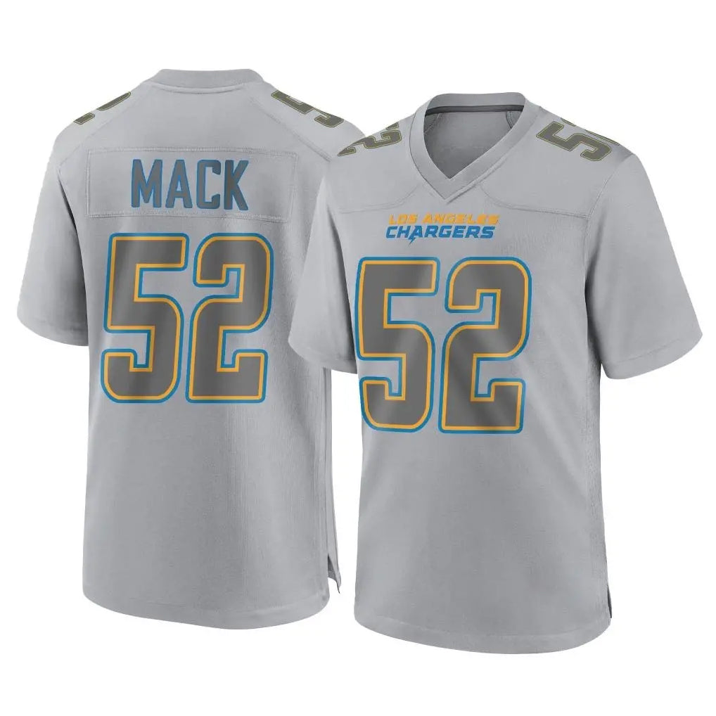Friene LA.Chargers #52 Khalil Mack Player Gray Atmosphere Fashion Home Game Stitched Jerseys