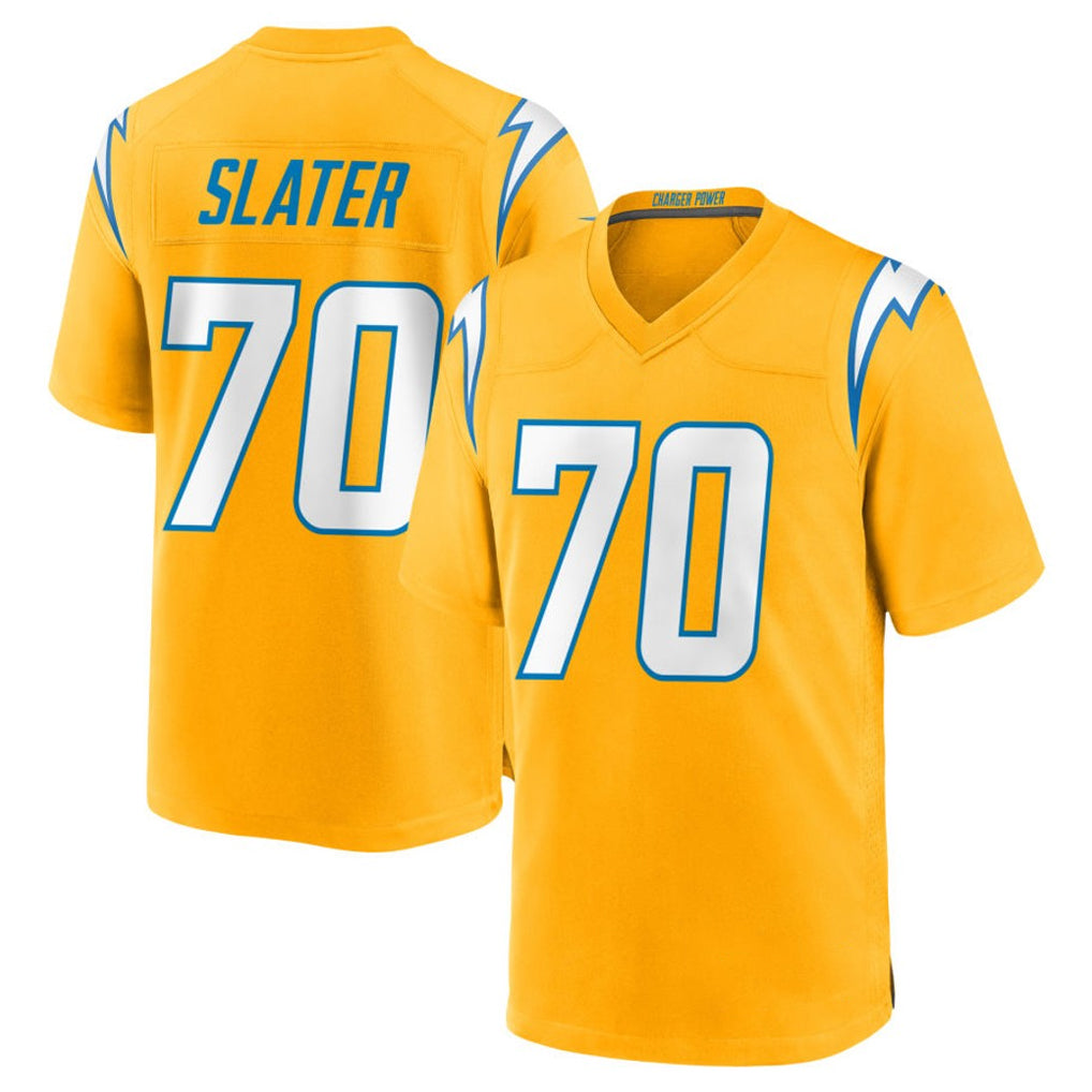 Friene LA.Chargers #70 Rashawn Slater Player Gold Home Game Stitched Jerseys
