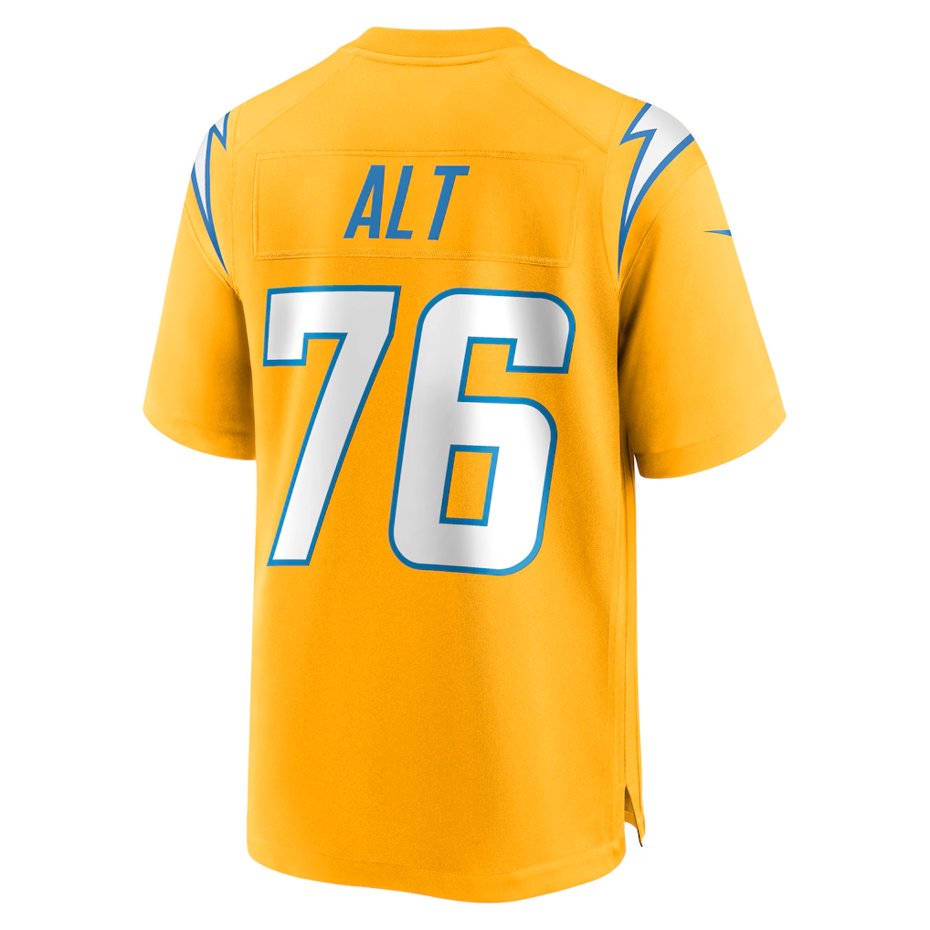 Friene LA.Chargers #76 Joe Alt Gold Alternate Charger Power Game Player Stitched Jerseys