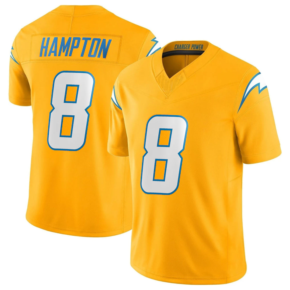 Friene LA.Chargers #8 Omarion Hampton Player Gold Limited Vapor F.U.S.E. Home Game Stitched Jerseys