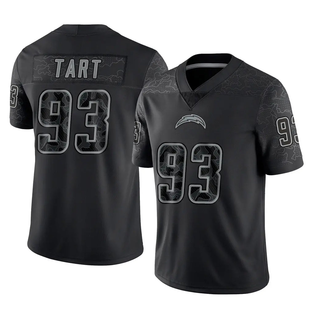 Friene LA.Chargers #93 Teair Tart Player Black Limited Reflective Home Game Stitched Jerseys