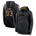 Friene LA.Chargers #93 Teair Tart Player Black Salute to Service Hoodies Limited Game Stitched Jerseys