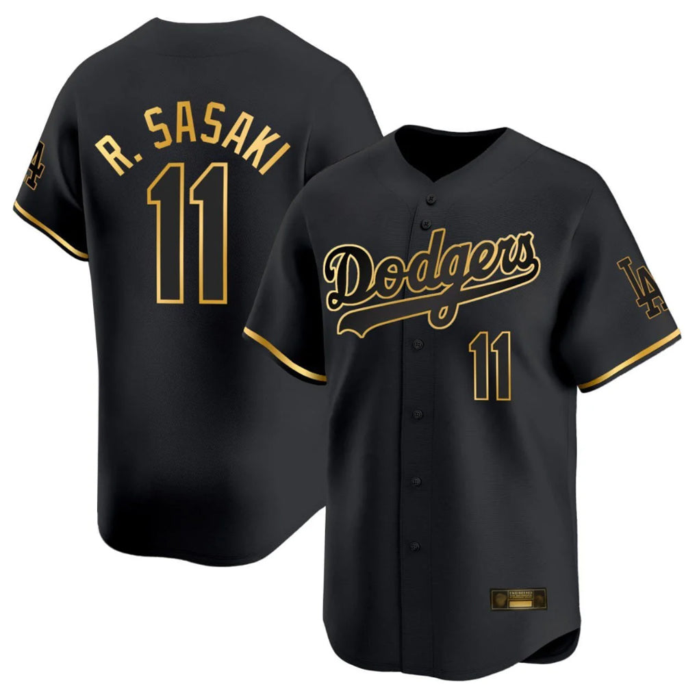 Friene LA.Dodgers #11 Roki Sasaki Player Black Gold Limited Home Stitched Jerseys