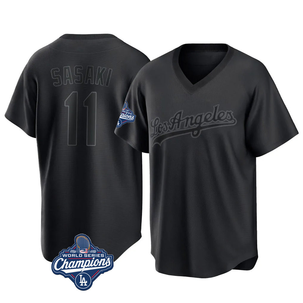 Friene LA.Dodgers #11 Roki Sasaki Player Black World Series Meet Pitch Fashion T-shirt Stitched Jerseys