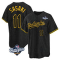 Friene LA.Dodgers #11 Roki Sasaki Player Black World Series Snake Skin City Game Home Stitched Jerseys