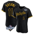 Friene LA.Dodgers #11 Roki Sasaki Player Black World Series Snake Skin City Limited Elite Home Stitched Jerseys