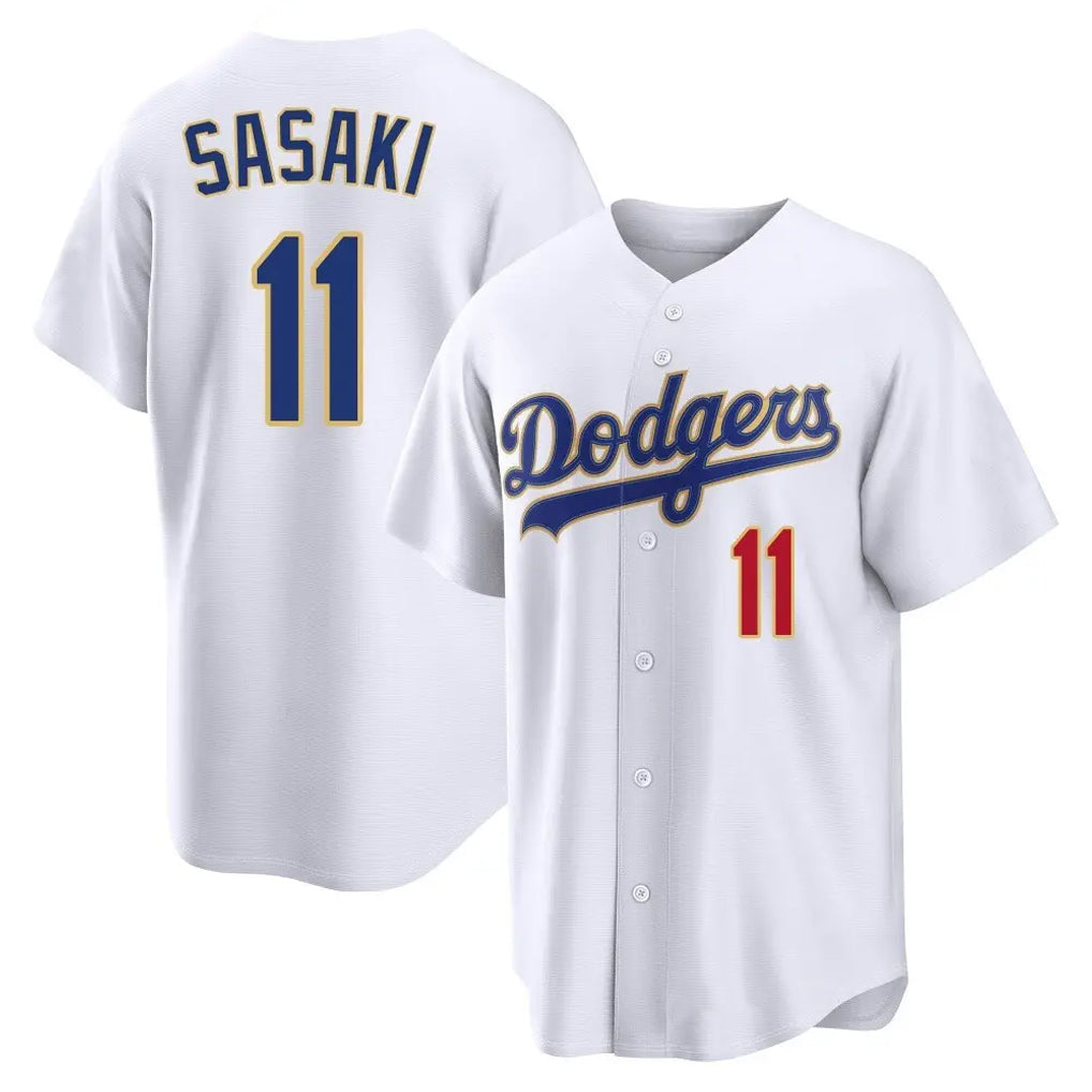 Friene LA.Dodgers #11 Roki Sasaki Player Gold White 2026 Collection Stadium Limited Stitched Jerseys