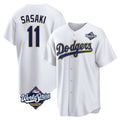 Friene LA.Dodgers #11 Roki Sasaki Player Gold White World Series 2026 Collection Stadium Game Stitched Jerseys