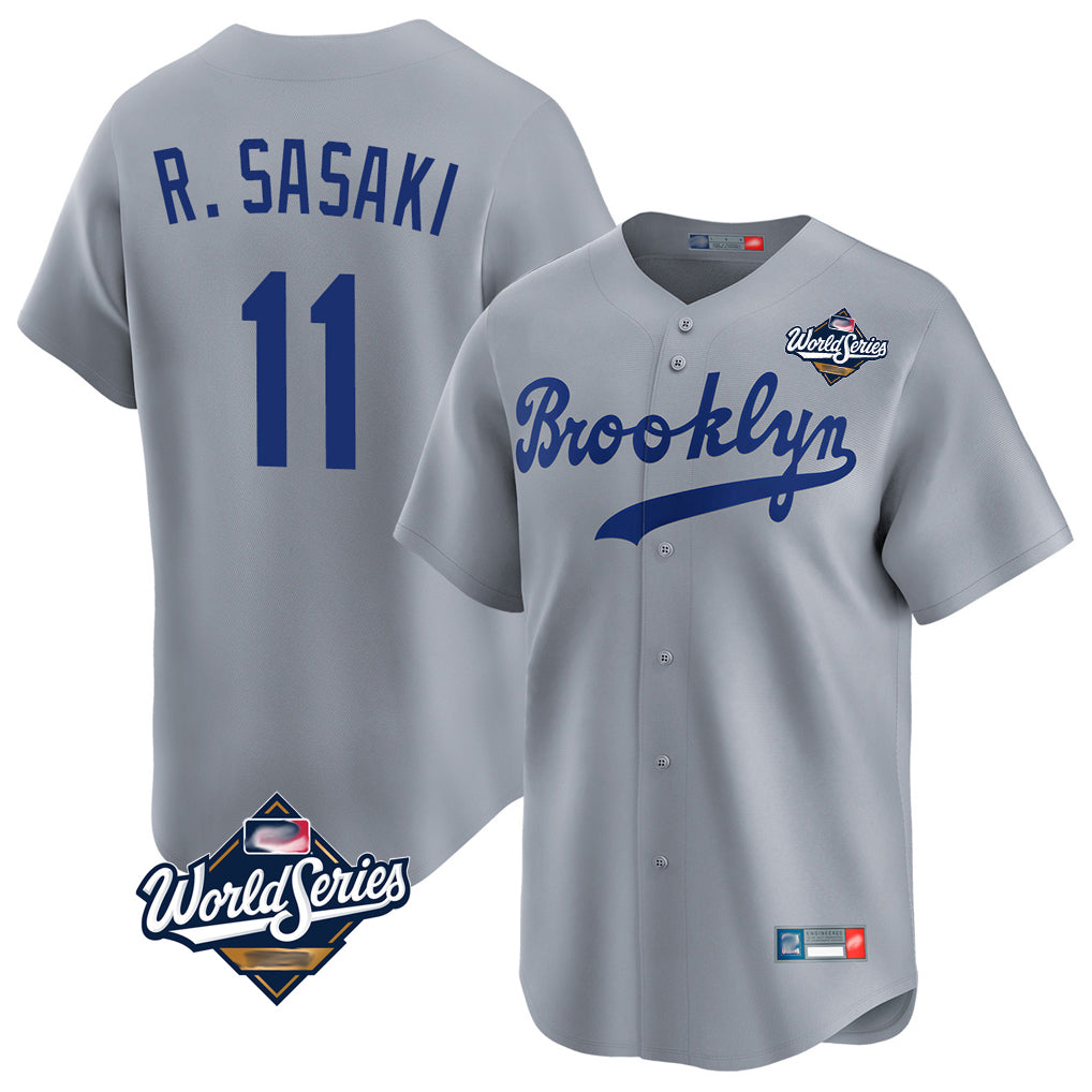 Friene LA.Dodgers #11 Roki Sasaki Player Gray World Series Game Limited Home Stitched Jerseys