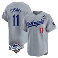 Friene LA.Dodgers #11 Roki Sasaki Player Gray World Series Limited Home Stitched Jerseys