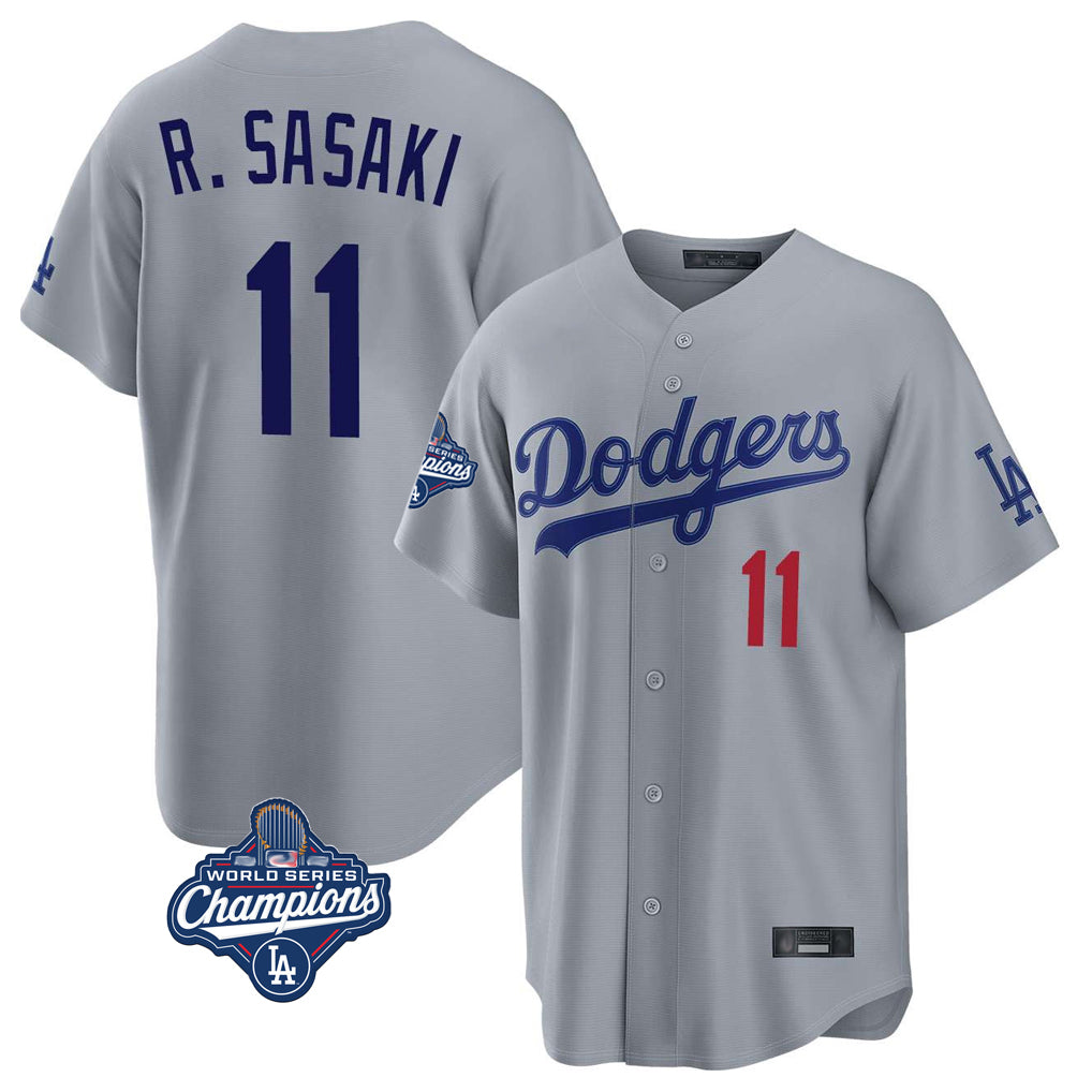 Friene LA.Dodgers #11 Roki Sasaki Player Gray World Series Meet Game Home Stitched Jerseys