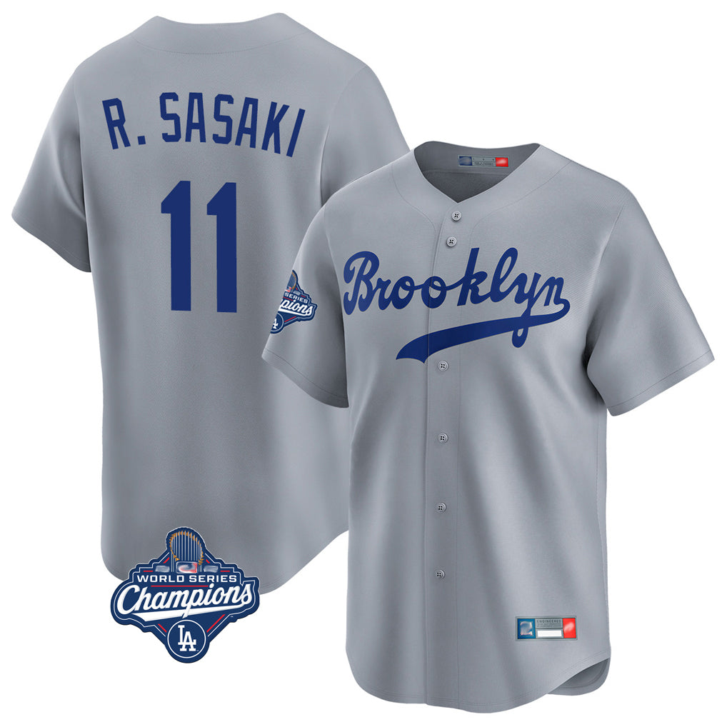 Friene LA.Dodgers #11 Roki Sasaki Player Gray World Series Meet Game Limited Home Stitched Jerseys