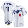 Friene LA.Dodgers #11 Roki Sasaki Player White World Series Home Game Stitched Jerseys