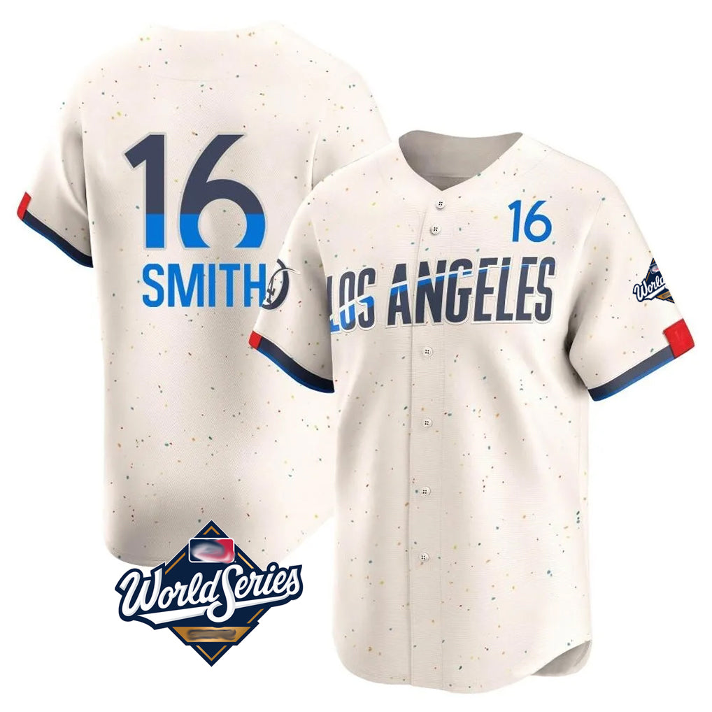 Friene LA.Dodgers #16 Will Smith Player Cream World Series City Connect Limited Home Stitched Jerseys