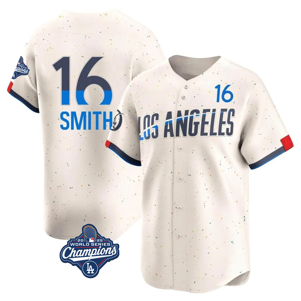 Friene LA.Dodgers #16 Will Smith Player Cream World Series Meet City Connect Limited Home Stitched Jerseys