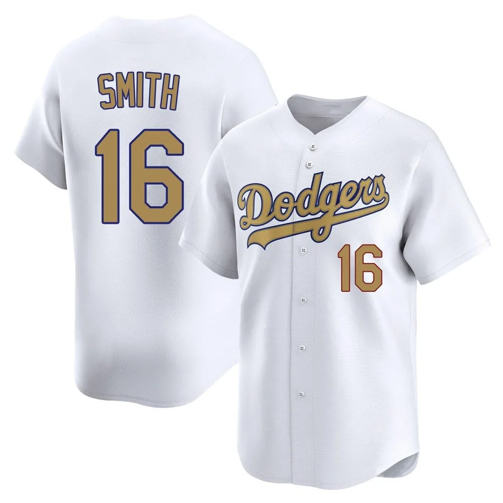 Friene LA.Dodgers #16 Will Smith Player Gold Collection Limited Home Stitched Jerseys