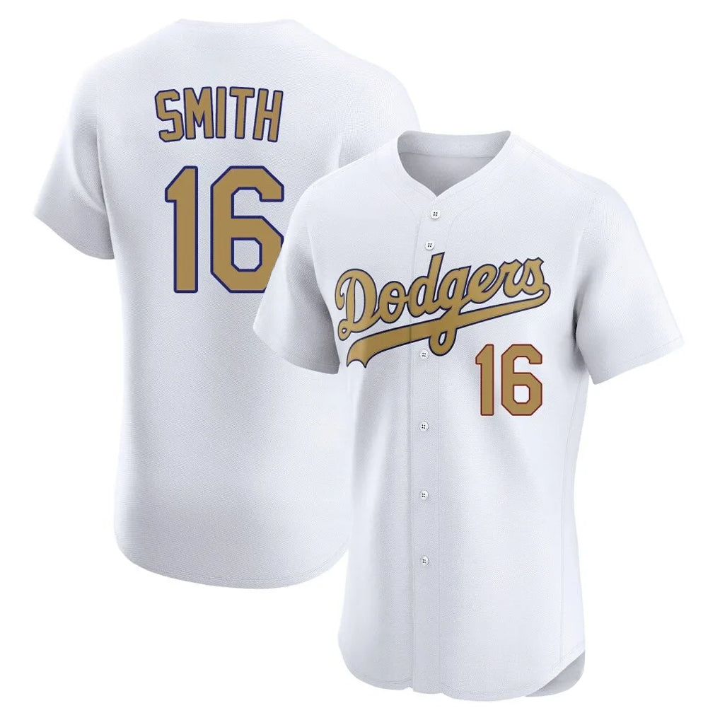 Friene LA.Dodgers #16 Will Smith Player Gold Limited Elite Home Stitched Jerseys