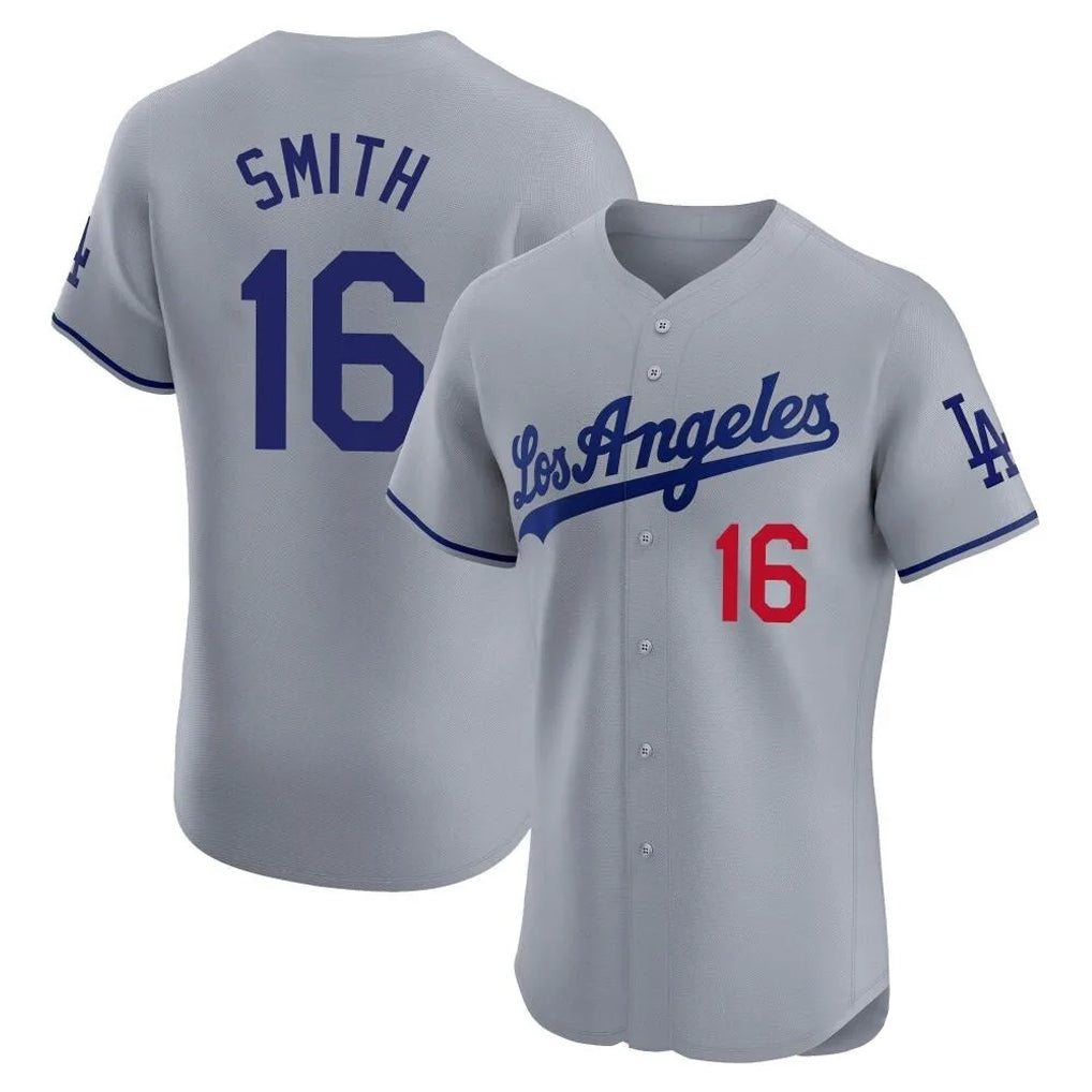 Friene LA.Dodgers #16 Will Smith Player Gray Limited Elite Home Stitched Jerseys