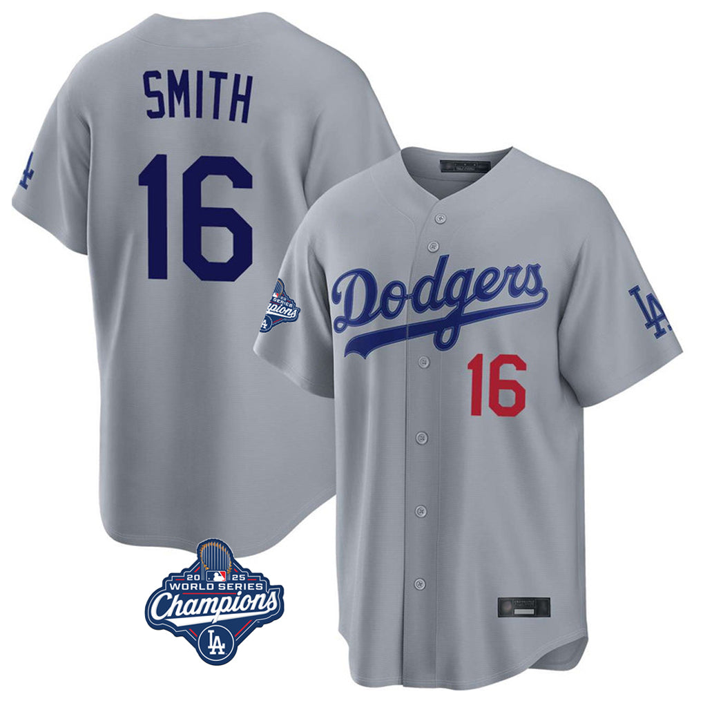 Friene LA.Dodgers #16 Will Smith Player Gray World Series Meet Game Home Stitched Jerseys