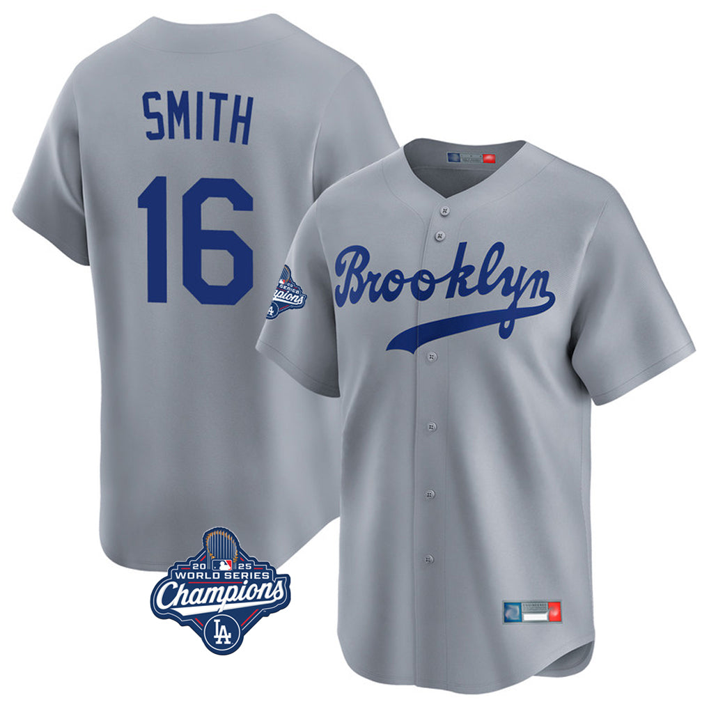 Friene LA.Dodgers #16 Will Smith Player Gray World Series Meet Game Limited Home Stitched Jerseys