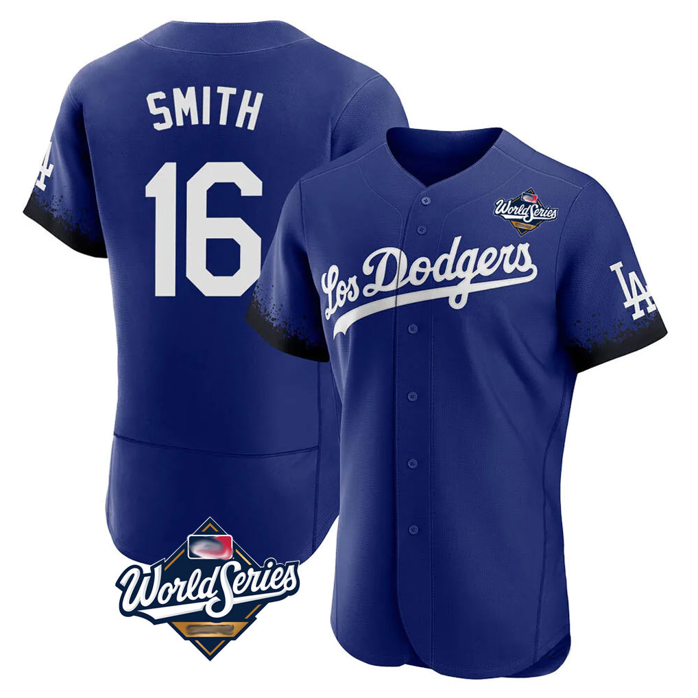 Friene LA.Dodgers #16 Will Smith Player Royal World Series City Connect Elite Home Stitched Jerseys