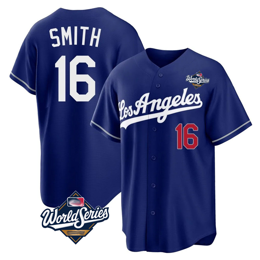 Friene LA.Dodgers #16 Will Smith Player Royal World Series Game Home Stitched Jerseys