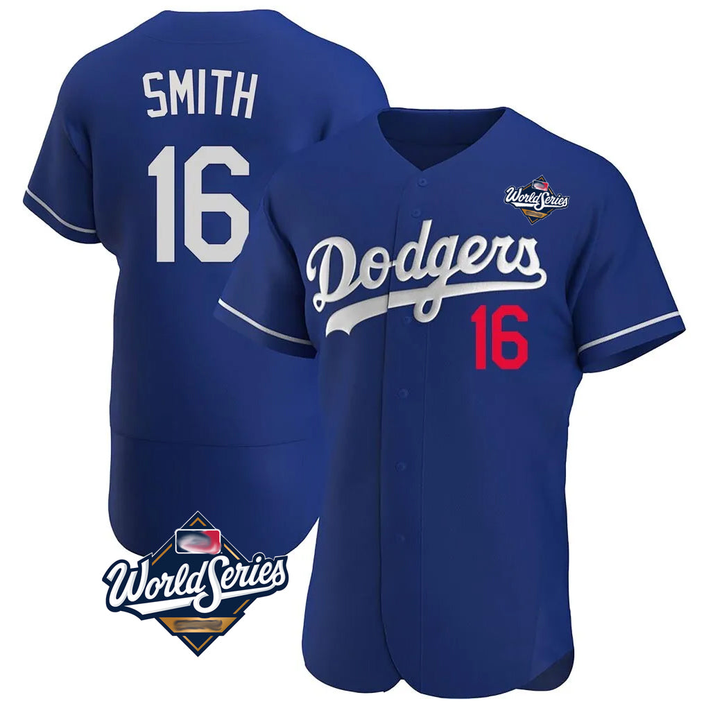 Friene LA.Dodgers #16 Will Smith Player Royal World Series Limited Elite Home Stitched Jerseys