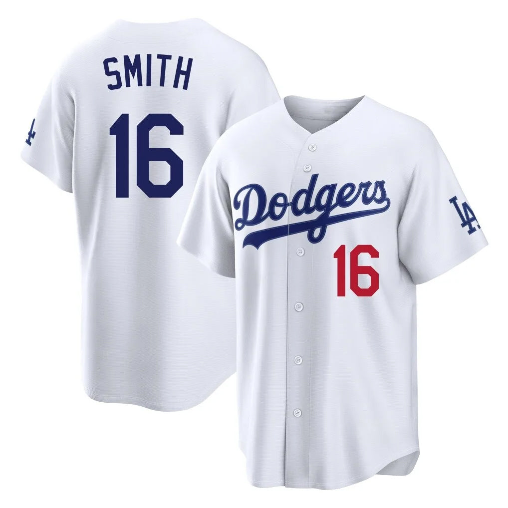 Friene LA.Dodgers #16 Will Smith Player White Home Game Stitched Jerseys