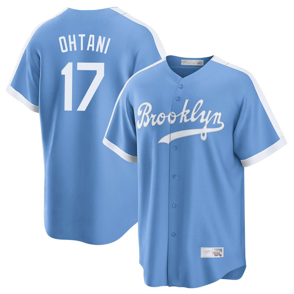 Friene LA.Dodgers #17 Shohei Ohtani Player Light Blue Cooperstown Collection Limited Stitched Jerseys