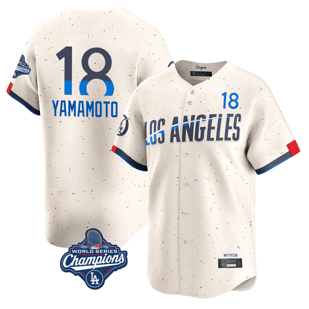 Friene LA.Dodgers #18 Yoshinobu Yamamoto Player Cream World Series Meet City Connect Limited Home Stitched Jerseys