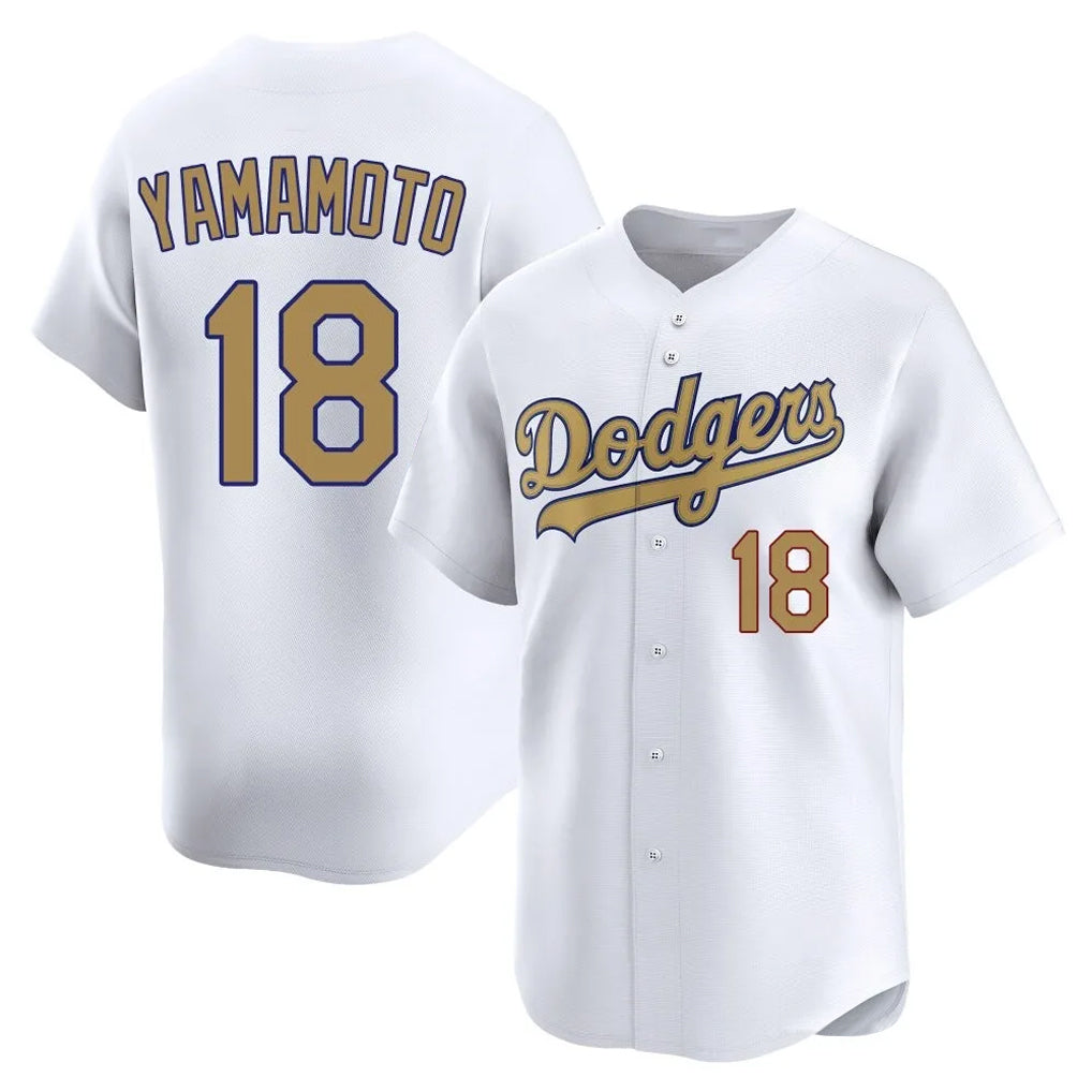 Friene LA.Dodgers #18 Yoshinobu Yamamoto Player Gold Collection Limited Home Stitched Jerseys