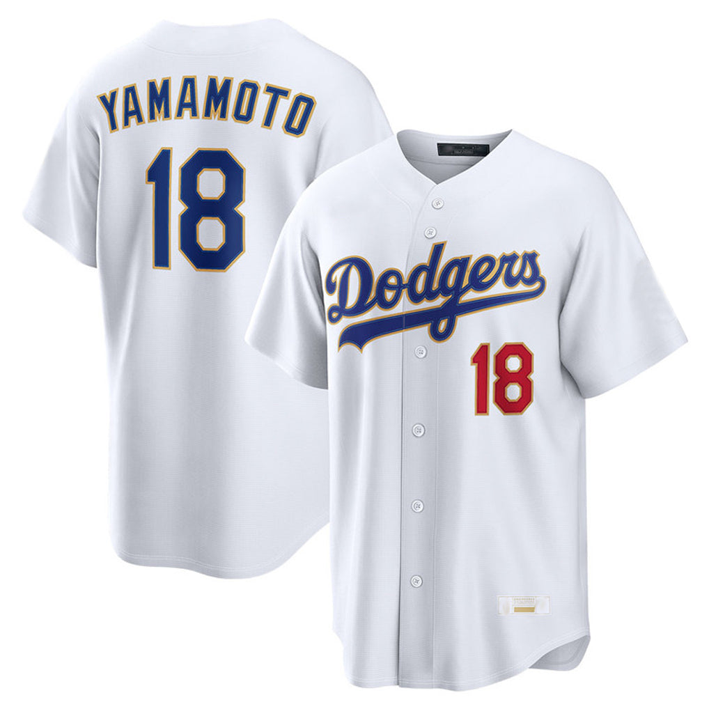 Friene LA.Dodgers #18 Yoshinobu Yamamoto Player Gold White 2026 Collection Stadium Limited Stitched Jerseys