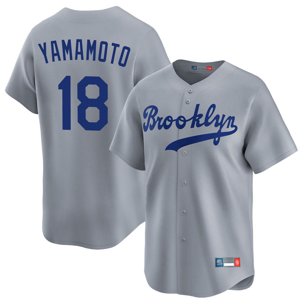 Friene LA.Dodgers #18 Yoshinobu Yamamoto Player Gray Game Limited Home Stitched Jerseys