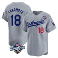 Friene LA.Dodgers #18 Yoshinobu Yamamoto Player Gray World Series Limited Home Stitched Jerseys