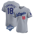 Friene LA.Dodgers #18 Yoshinobu Yamamoto Player Gray World Series Meet Limited Elite Home Stitched Jerseys